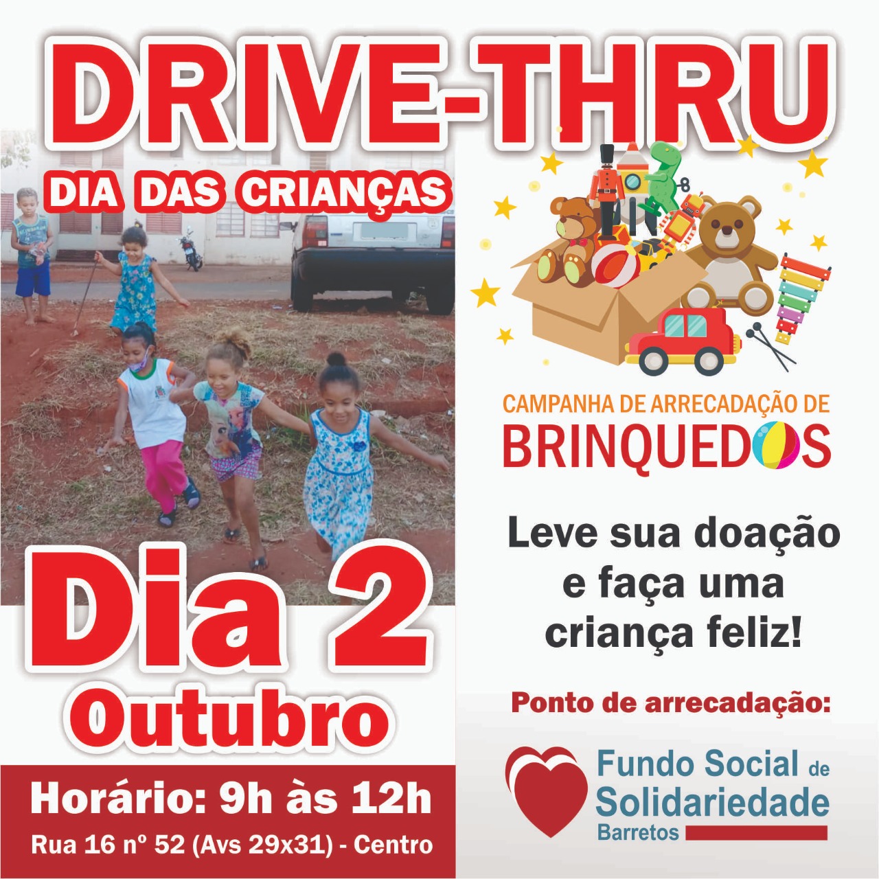 Fundo Social lança campanha de arrecadação de brinquedos para o Dia das Crianças