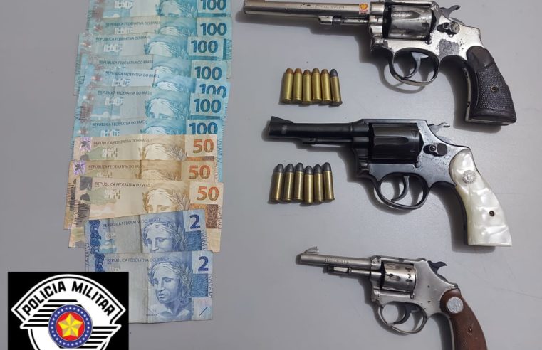 PM faz apreensão de três armas e munições em operação