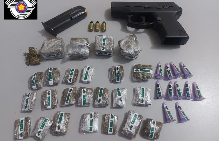 PM faz apreensão de drogas e arma de fogo