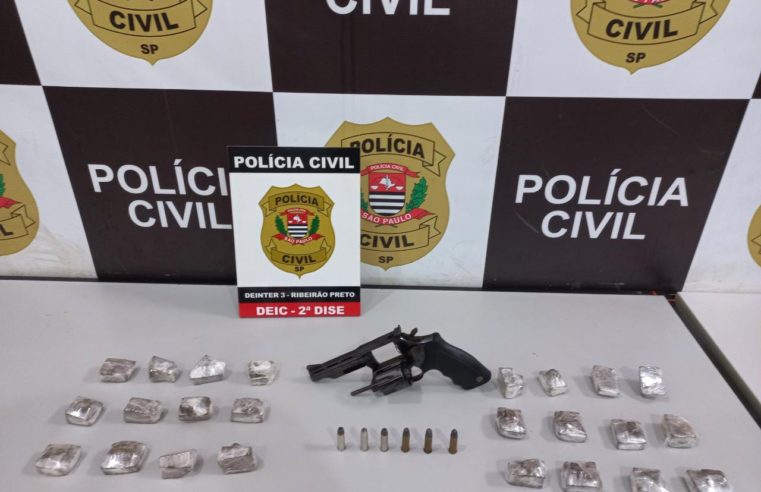 Deic de Ribeirão Preto prende homem que armazenava drogas e arma de fogo em residência