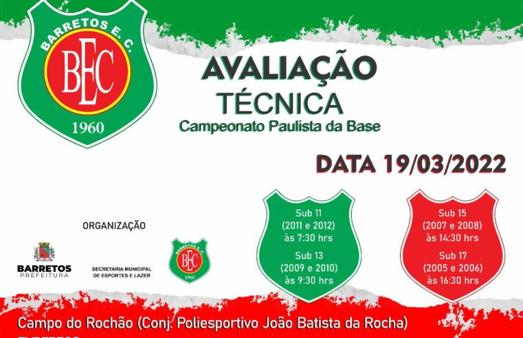 BEC promove avaliação técnica para o Campeonato Paulista da Base