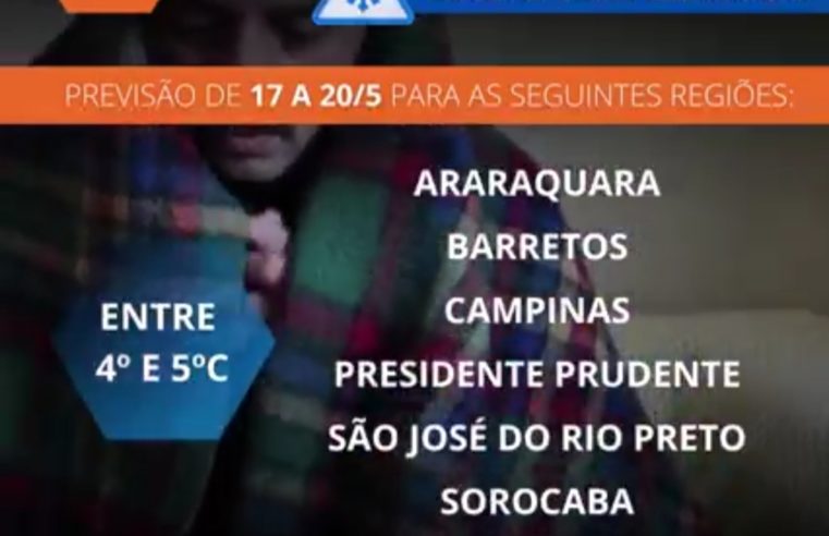 Mínima em Barretos deve variar entre 4°C e 5°C