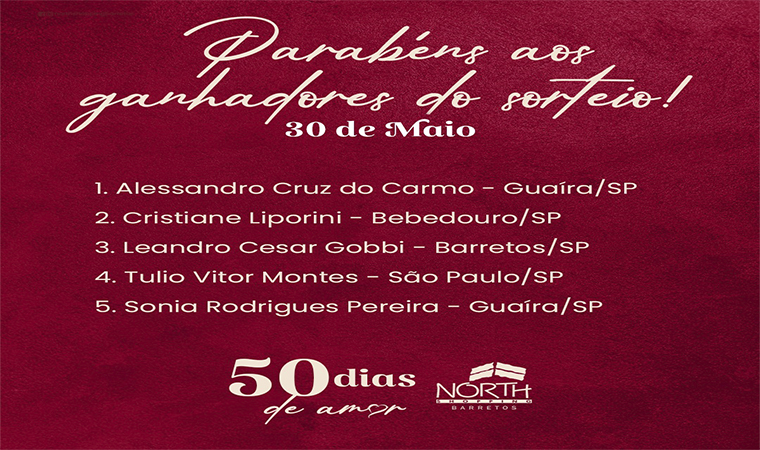 North Shopping Barretos realizou o quarto sorteio da campanha 50 Dias de Amor