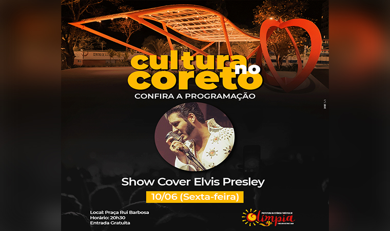 Show Cover de Elvis Presley é a atração do “Cultura no Coreto” desta sexta-feira (10)