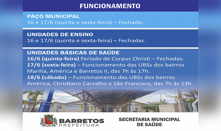 Programação do feriado do Corpus Christi