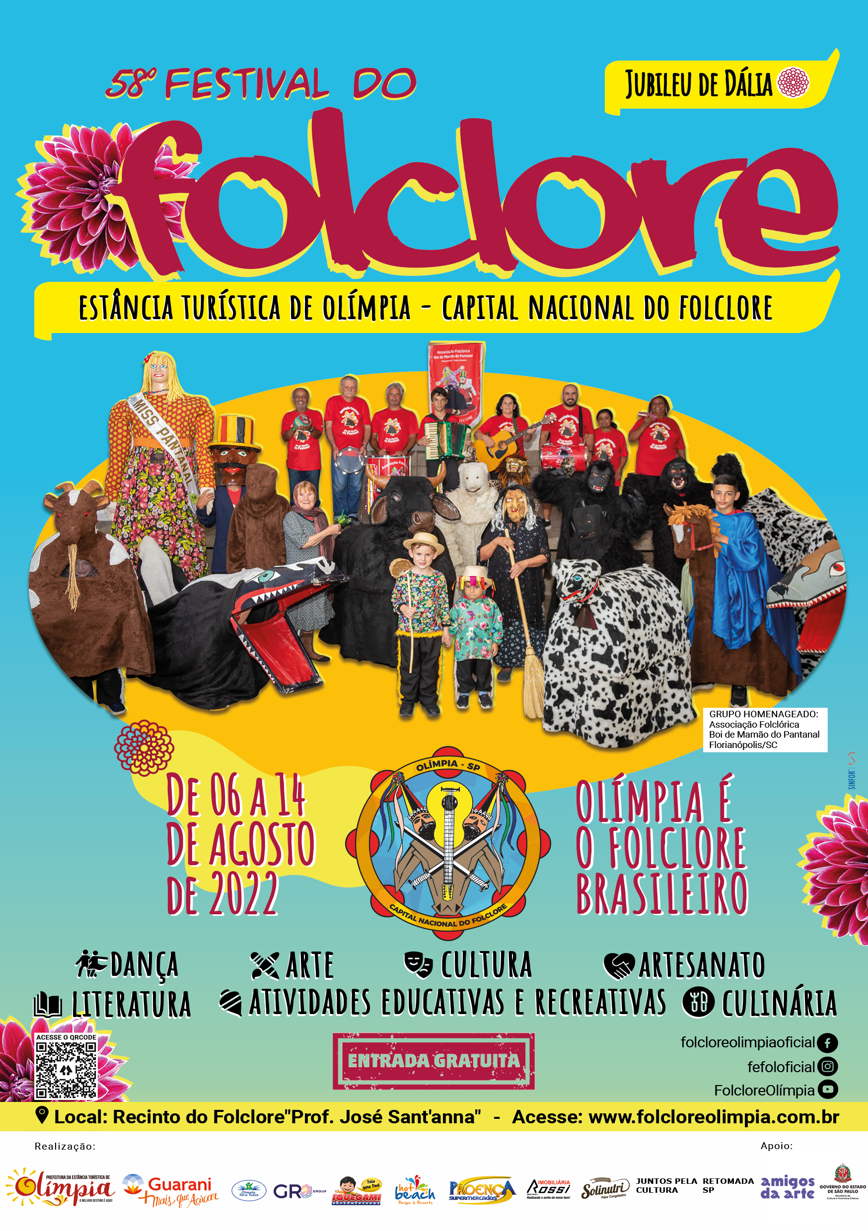 A cultura das cinco regiões brasileiras será representada no 58º Festival do Folclore de Olímpia