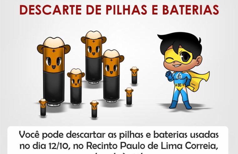Pilhas e baterias usadas poderão ser descartadas no Recinto durante o Dia das Crianças