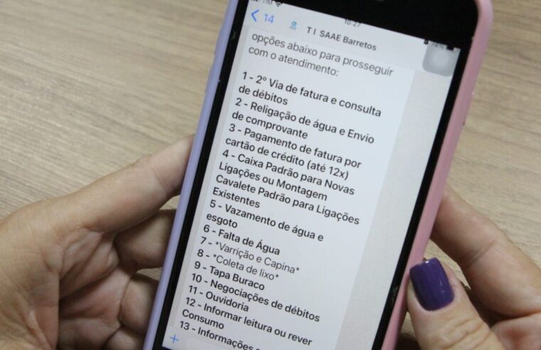 Clientes do SAAE Barretos pode pagar faturas no cartão de crédito pelo WhatsApp da autarquia