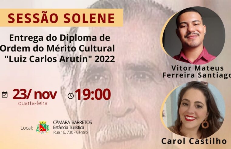Câmara agenda Sessão Solene para a entrega do Diploma do Mérito Cultural Luiz Carlos Arutin
