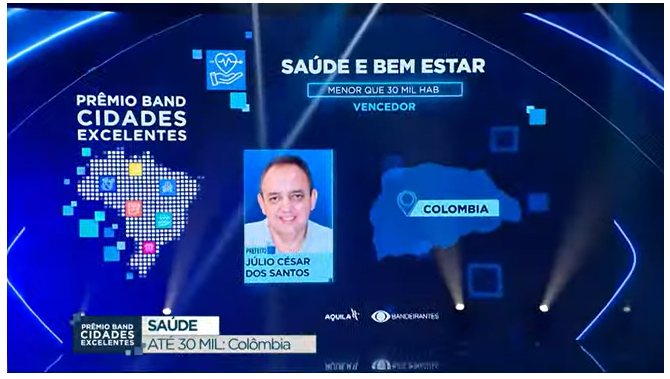Colômbia recebe prêmio estadual “Band Cidades Excelentes” na categoria Saúde e Bem-estar
