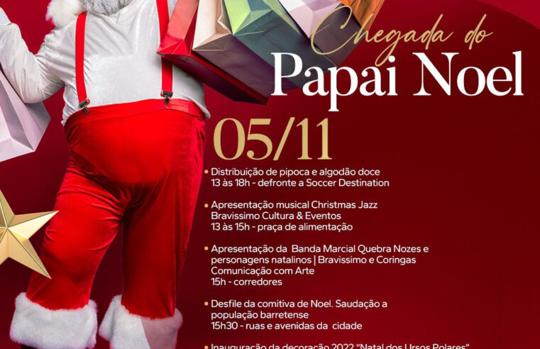 Papai Noel chega no sábado, 05 no North Shopping