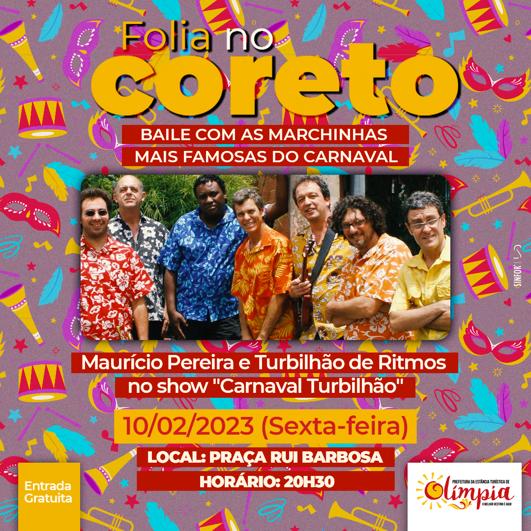 Olímpia terá show baile com as marchinhas  do carnaval no “Folia no Coreto”