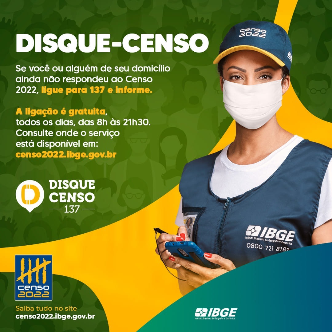 “Disque Censo” é alternativa para quem ainda não recebeu visita dos recenseadores