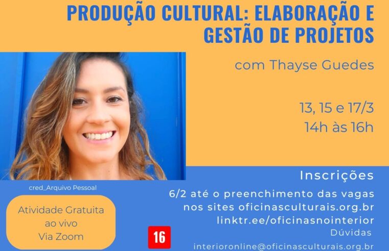 Estância Turística de Barretos recebe curso ‘Produção Cultural: Elaboração e Gestão de Projetos’