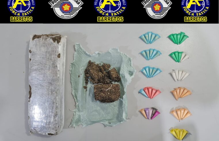 PM detém acusado com maconha e pinos de cocaína