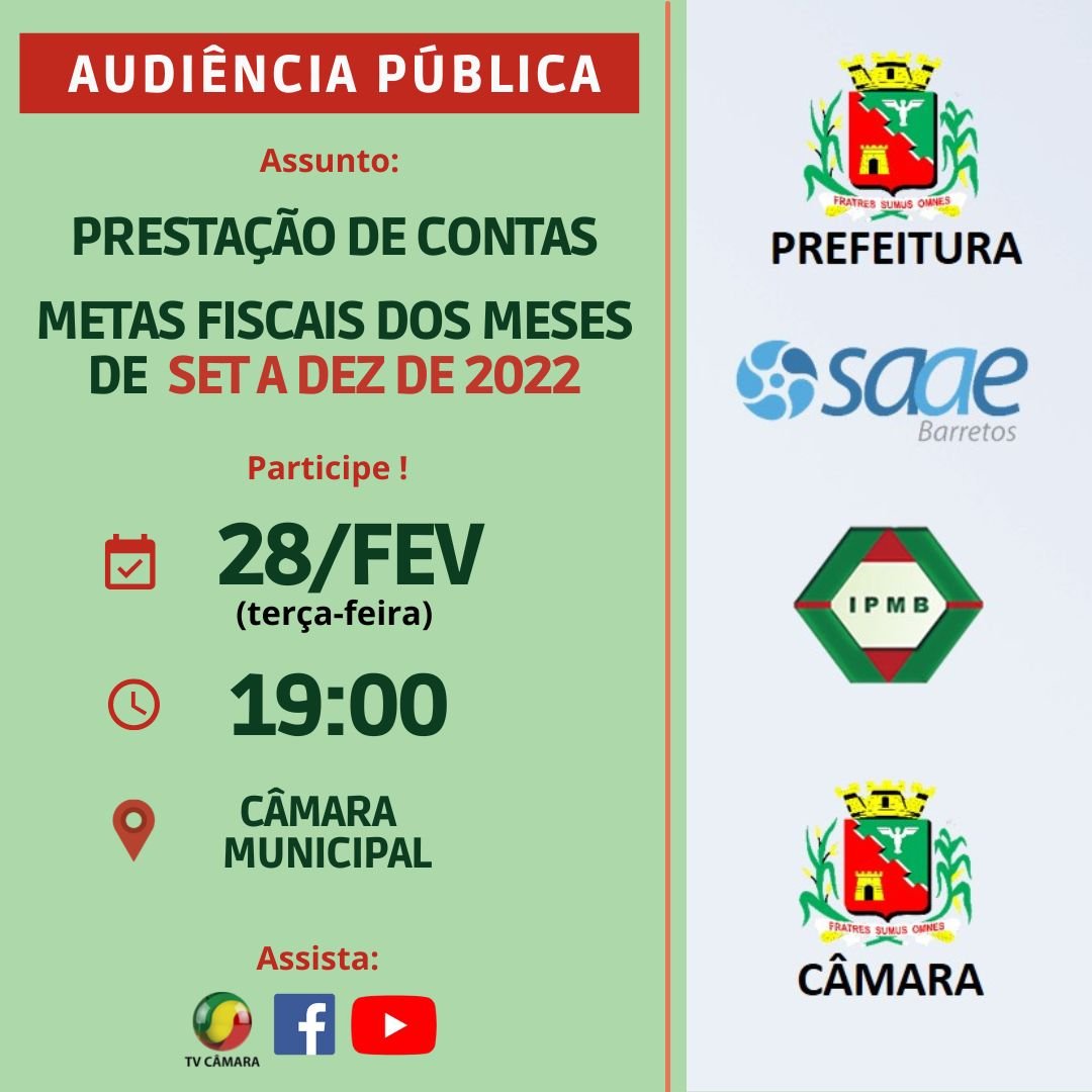 PARTICIPE ! Audiência Pública apresenta situação financeira do Município em 2022