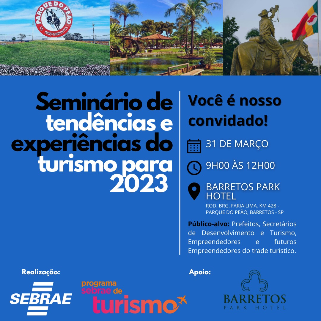 Seminário de Turismo está agendado para o dia 31 no Parque do Peão