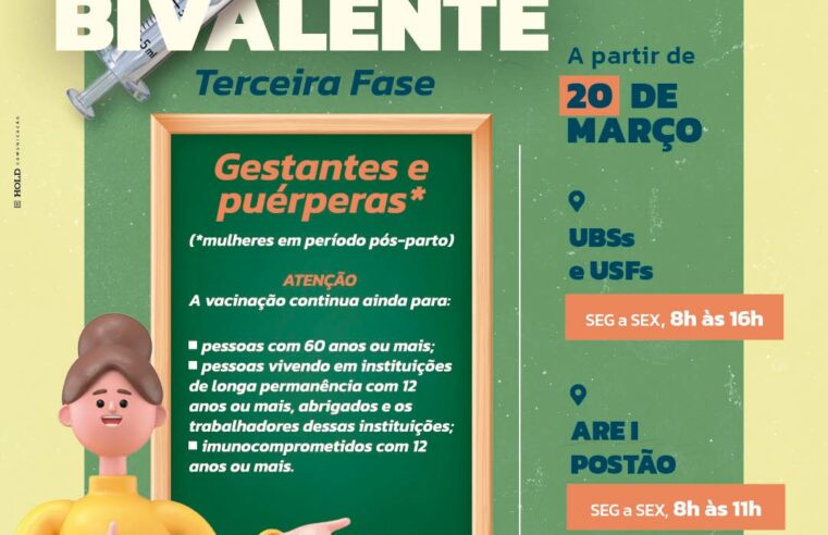 Saúde amplia vacinação com Bivalente para gestantes e puérperas a partir de segunda-feira, dia 20