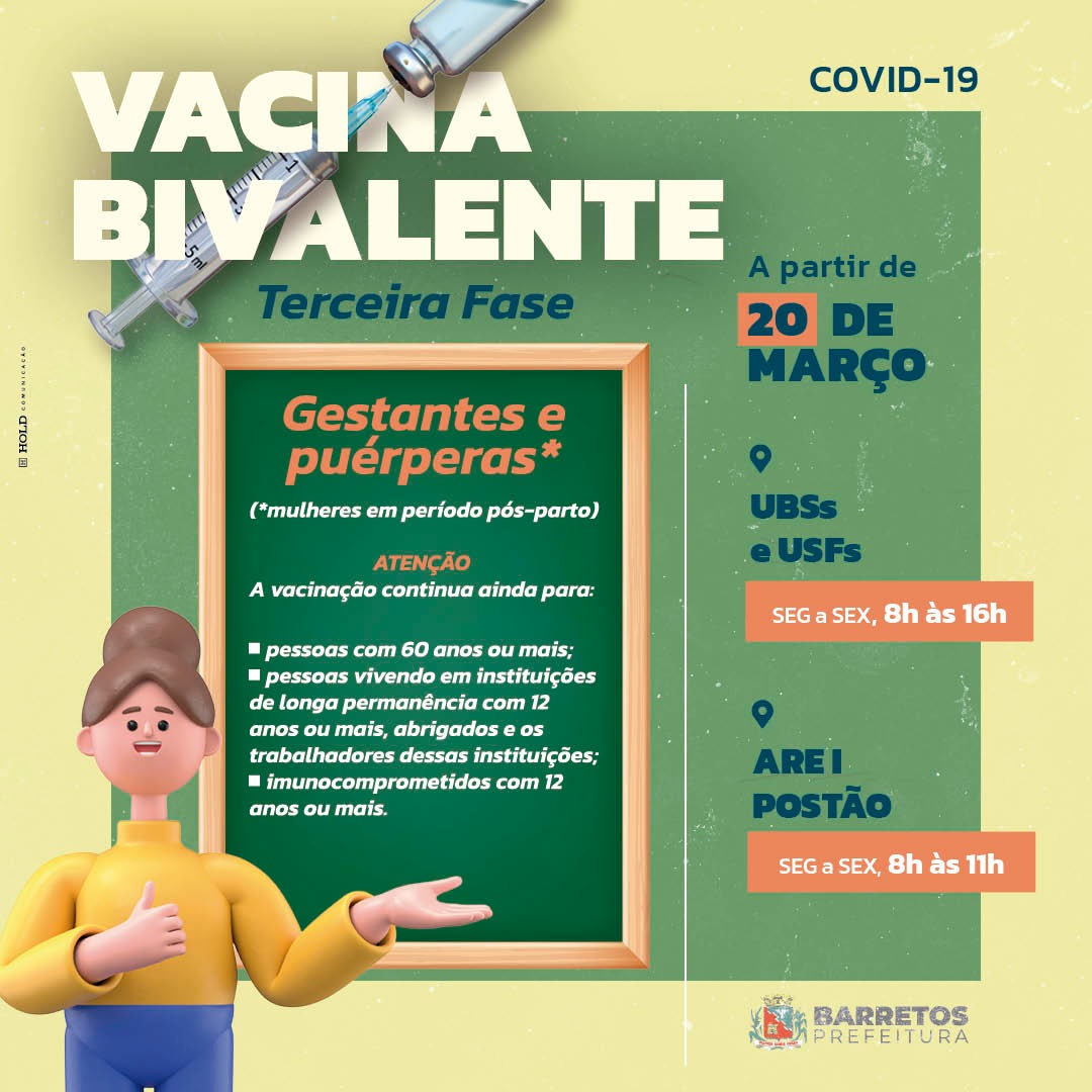 Saúde amplia vacinação com Bivalente para gestantes e puérperas a partir de segunda-feira, dia 20