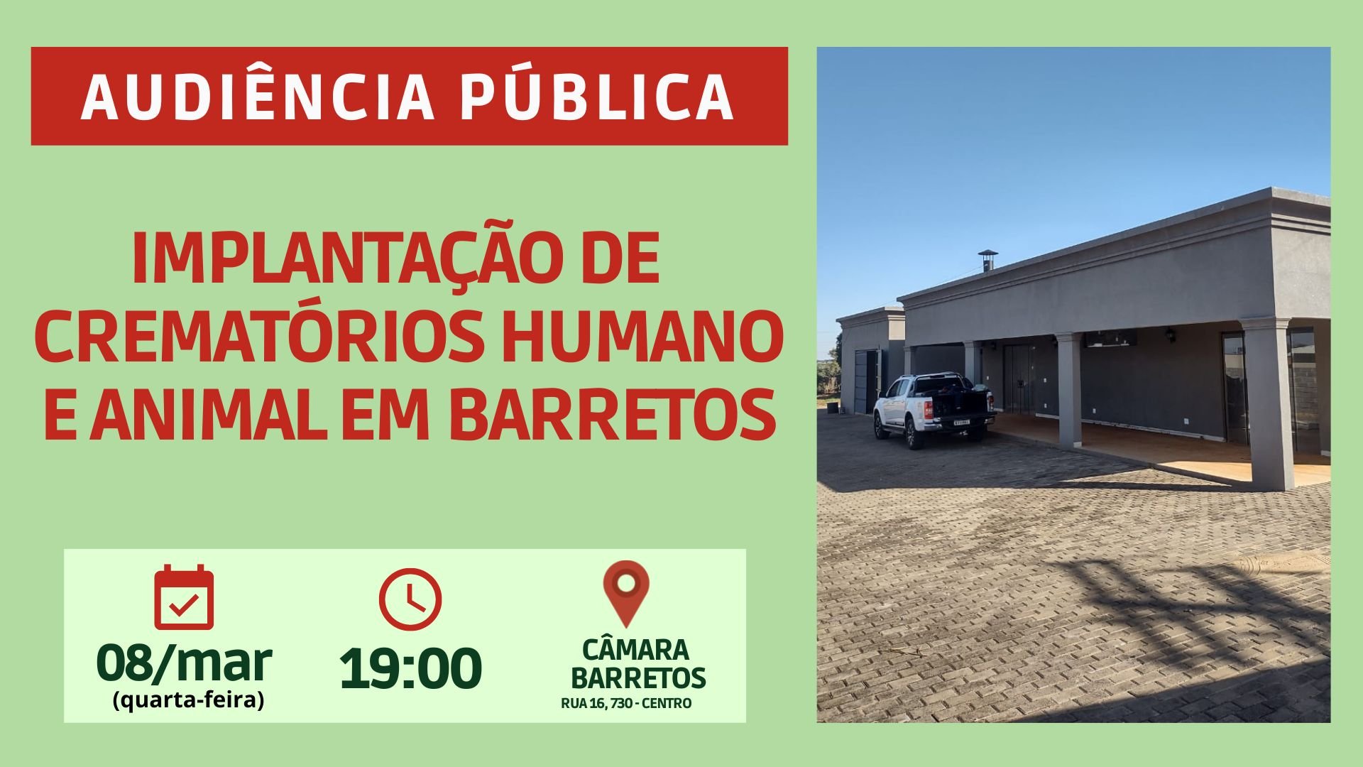 Implantação de crematórios humano e animal é tema de Audiência Pública na Câmara