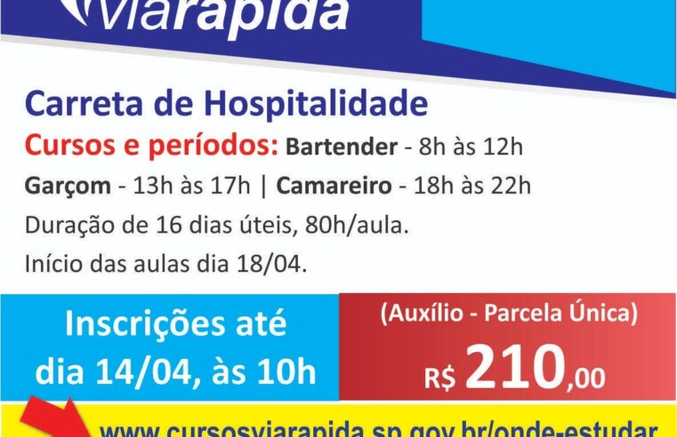 Inscrições para os cursos do Via Rápida Emprego terminam nesta sexta-feira, dia 14