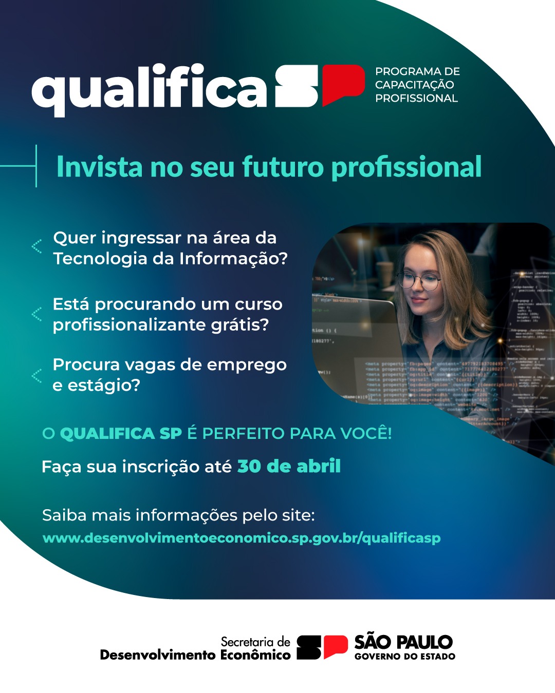 Termina neste domingo o prazo de inscrição para cursos do Qualifica SP