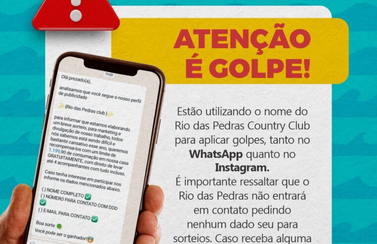 Rio das Pedras alerta para golpes usando o nome do clube