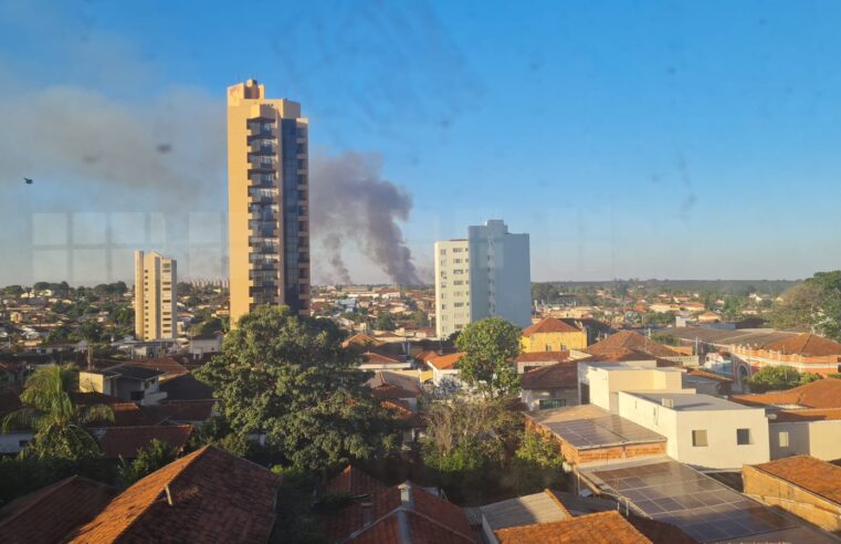 Incêndio atinge área de canavial nos fundos do bairro Mais Parque