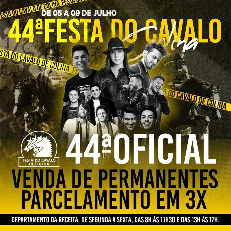 Prefeitura de Colina inicia venda de permanentes da Festa do Cavalo