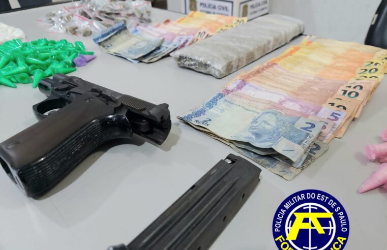 Pacote completo: PM apreende drogas, captura procurado, localiza arma e esclarece roubo