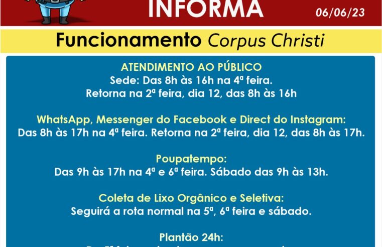 Feriado de Corpus Christi: Confira o expediente do SAAE Barretos