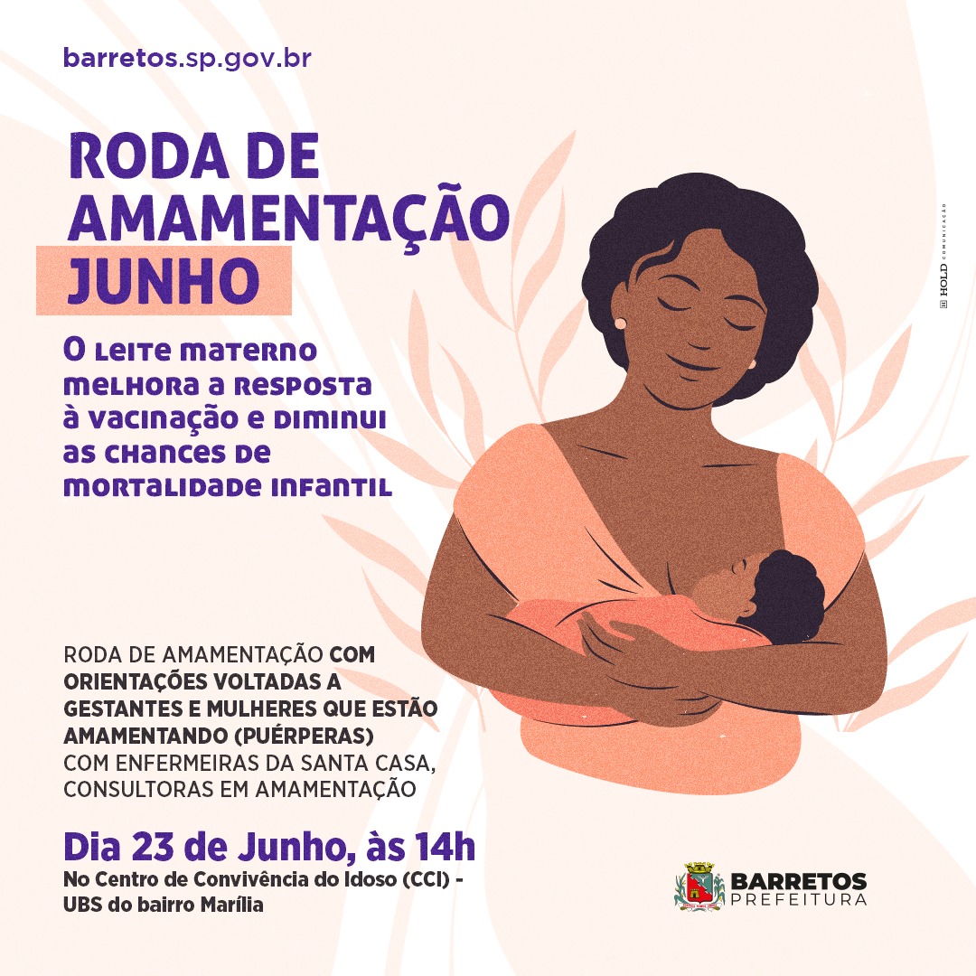 4ª ‘Roda de Amamentação’ para incentivo ao aleitamento materno será realizada nesta sexta-feira, dia 23, no CCI do Bairro Marília