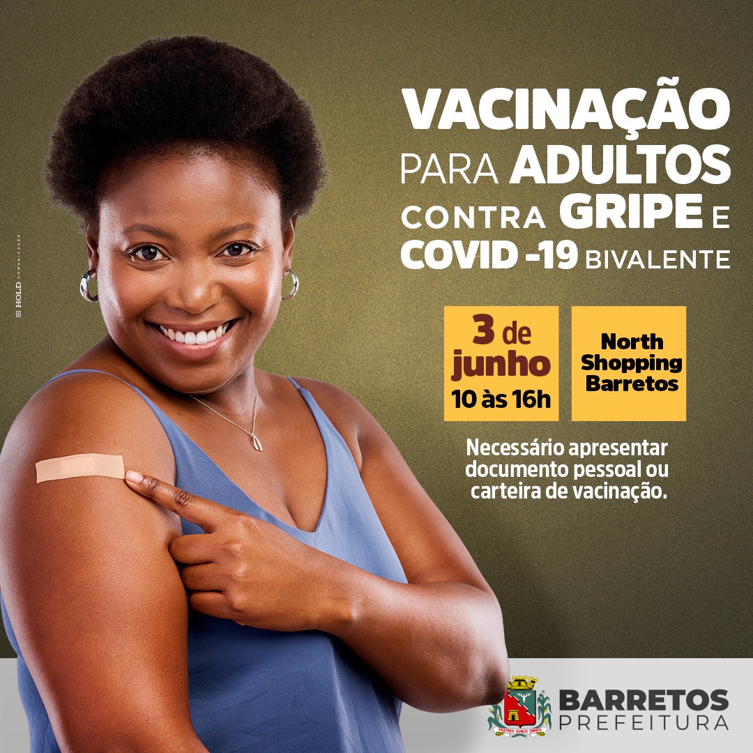 Vacinaço contra gripe e Covid-19, com Bivalente, é realizada no North Shopping Barretos neste sábado, dia 3