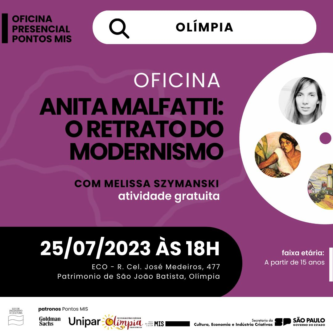 Estação Cultural de Olímpia recebe oficina gratuita sobre obras da artista modernista Anita Malfatti