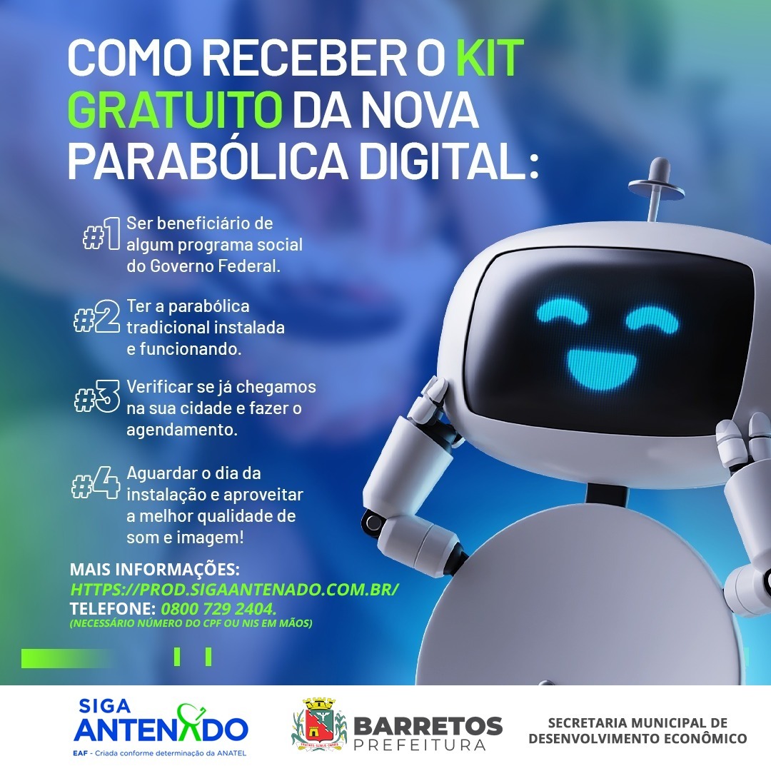 Prefeitura orienta famílias inscritas em programas  do Governo sobre troca de antena parabólica  por kit digital