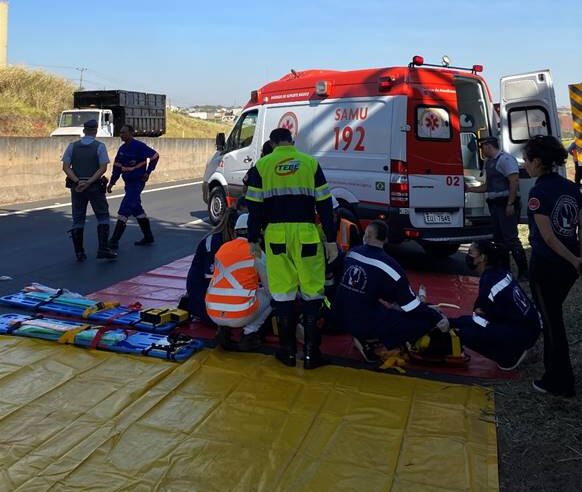 TEBE e Usina de Catanduva realizaram simulado de acidente com carga perigosa na rodovia