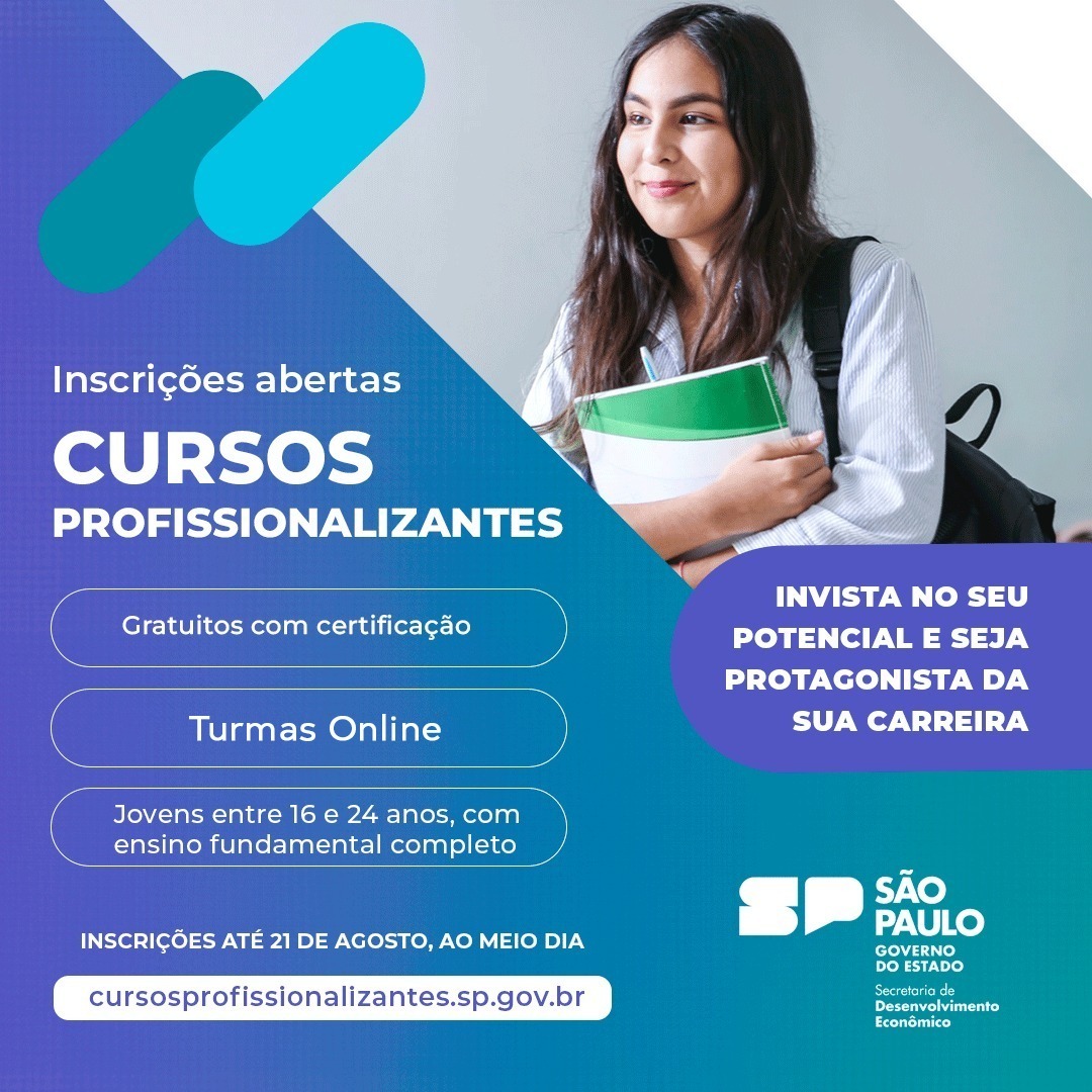 Prefeitura incentiva jovens a participarem de cursos profissionalizantes gratuitos