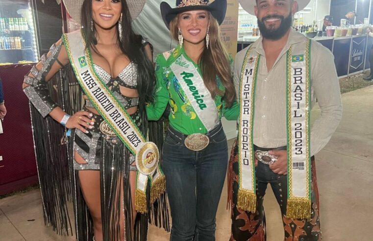 Atuais Miss e Mister Rodeio Brasil se encontram com a Miss Rodeio América 2023 na Festa  de Barretos