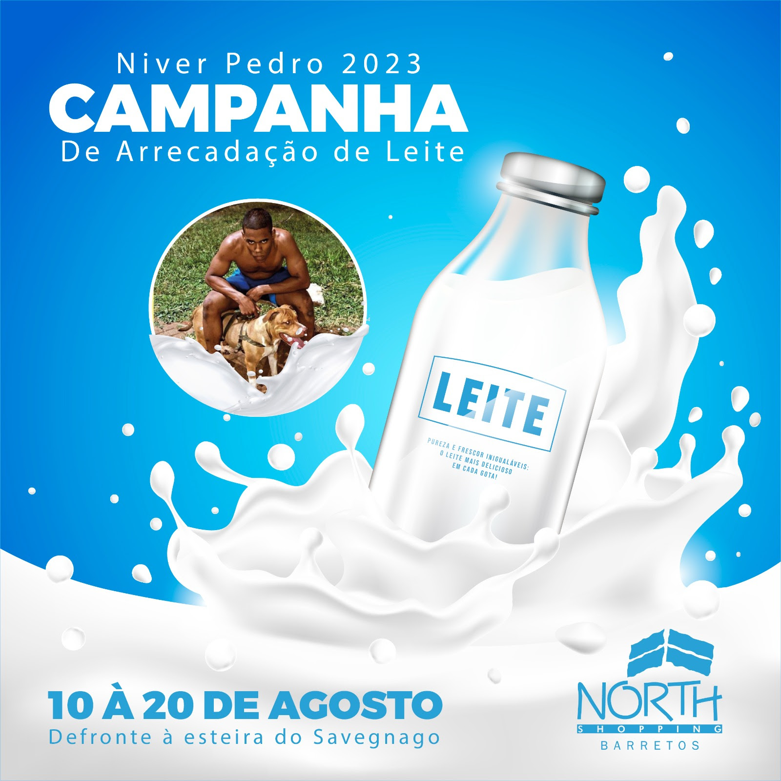 “Campanha Niver Pedro” irá arrecadar leite no North Shopping Barretos