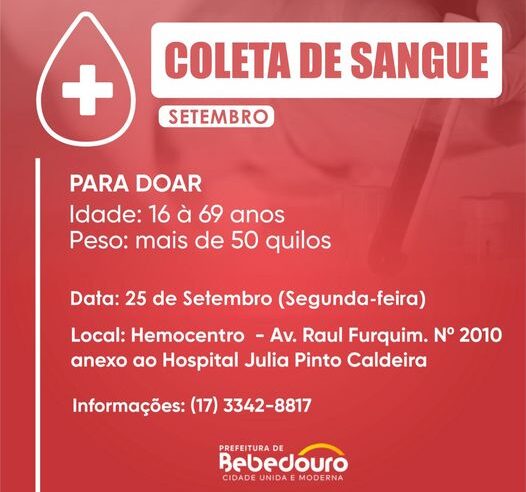 Hemocentro realizará última coleta noturna de setembro