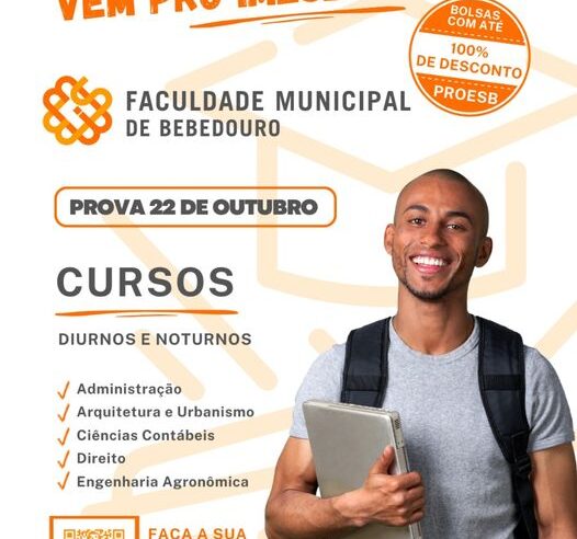 Abertas as inscrições para o vestibular da Faculdade Municipal de Bebedouro (IMESB)