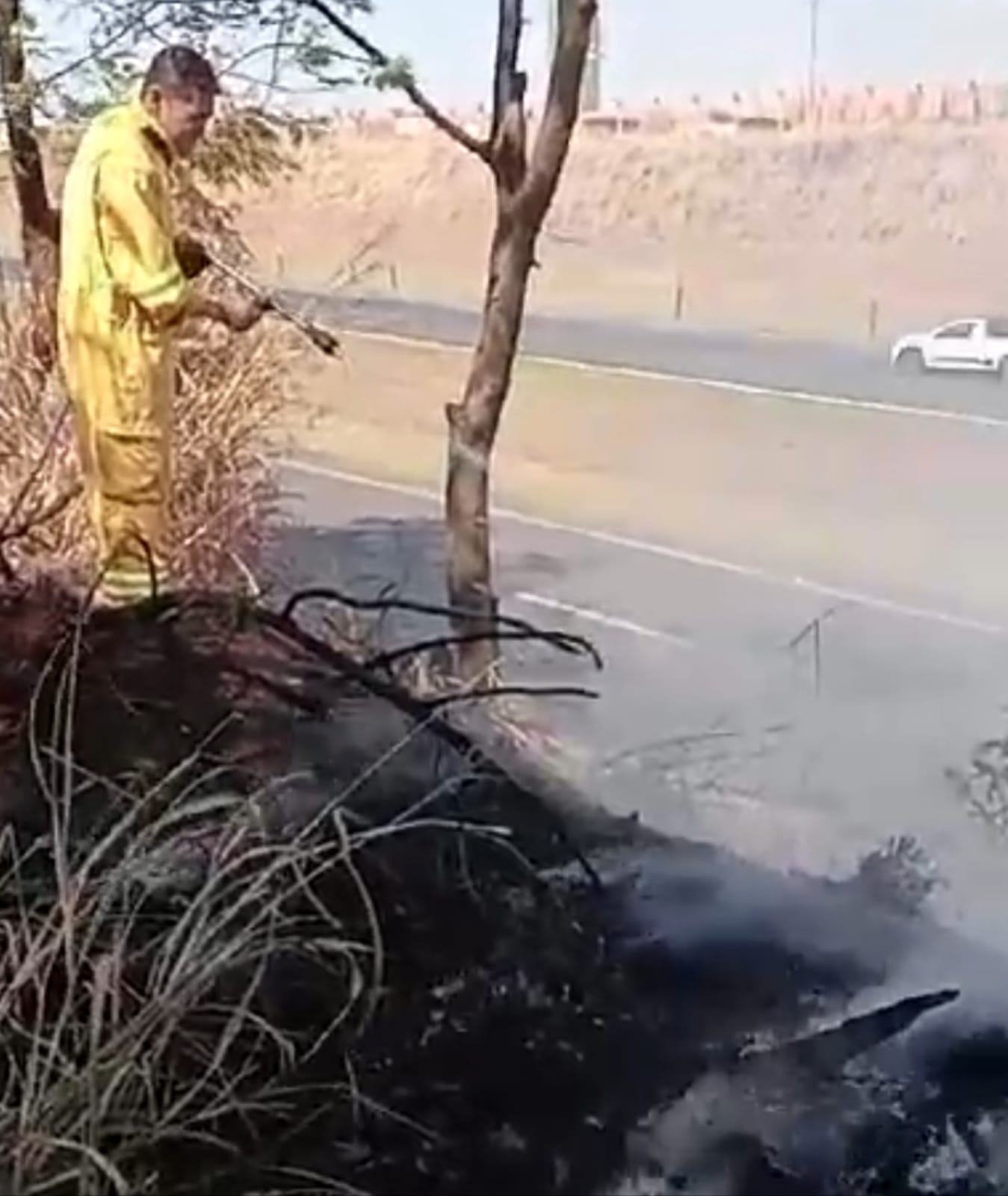 Defesa Civil combate dois incêndios neste sábado