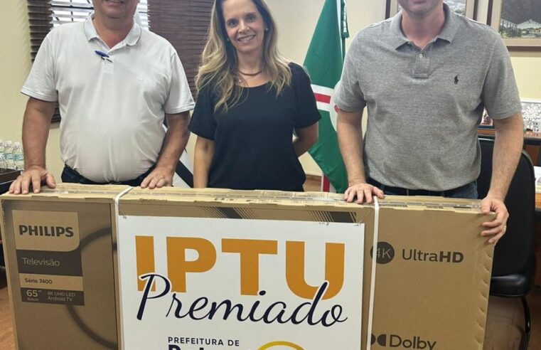 IPTU premiado entrega Smart TV 65 polegadas