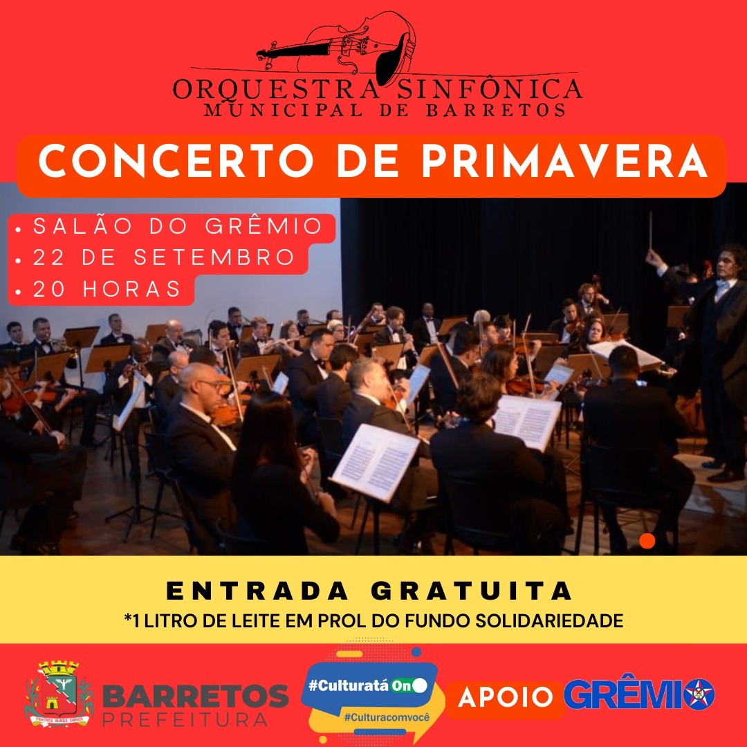 Orquestra Sinfônica Municipal de Barretos apresenta concerto de primavera nesta sexta-feira, 22, no Grêmio