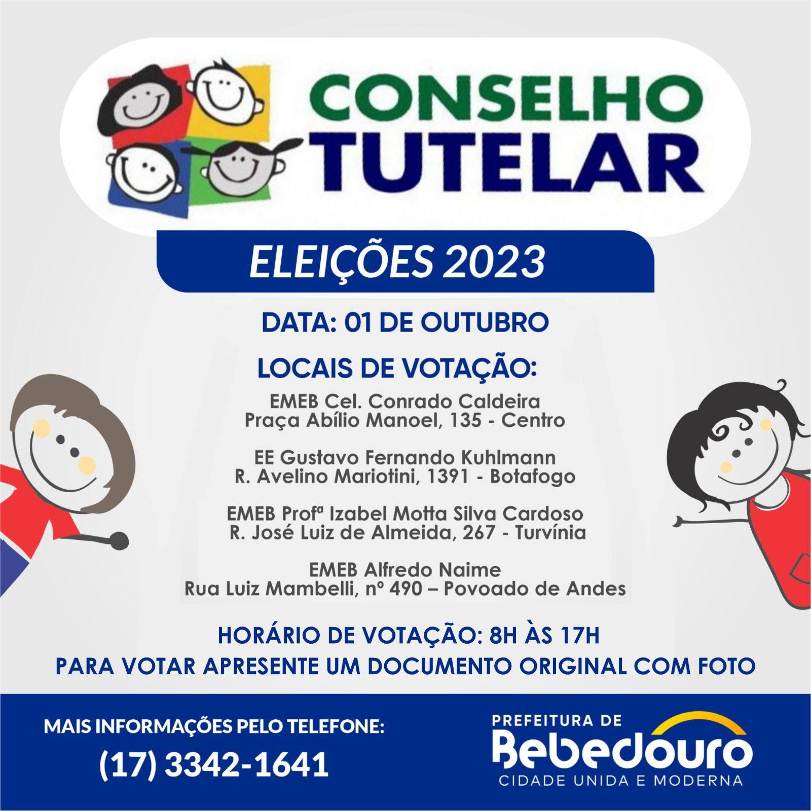 Bebedouro elege Conselho Tutelar com quatro locais de votação