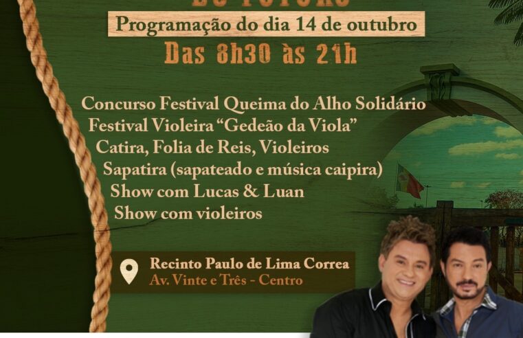 Recinto terá várias atrações e show de Lucas e Luan neste sábado, dia 14