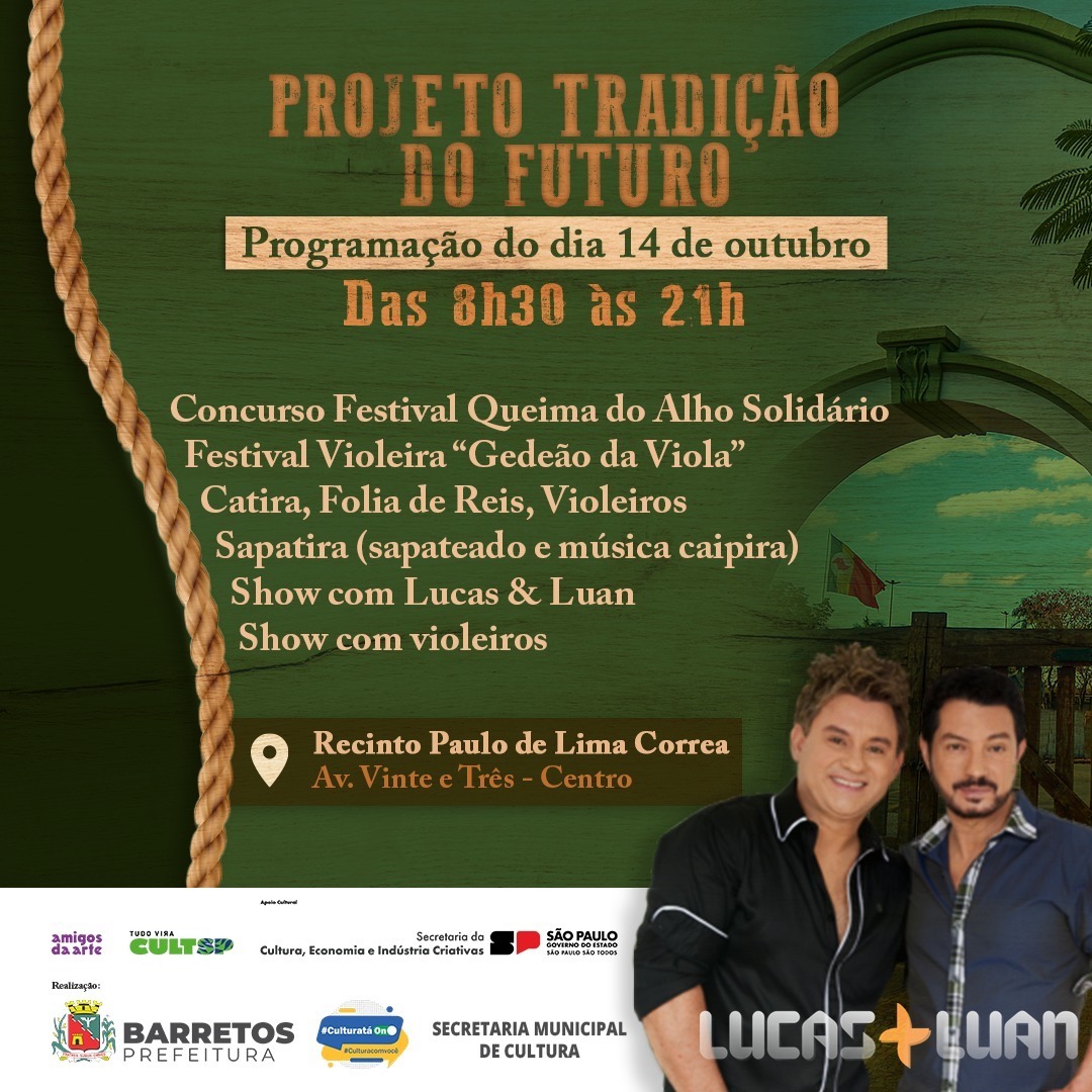 Recinto terá várias atrações e show de Lucas e Luan neste sábado, dia 14