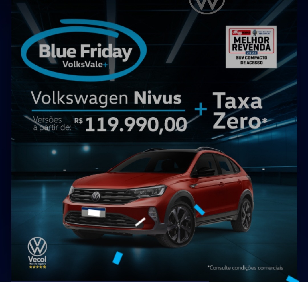 Concessionárias Vecol Volkswagen realizam promoção Blue Friday nesta sexta e sábado