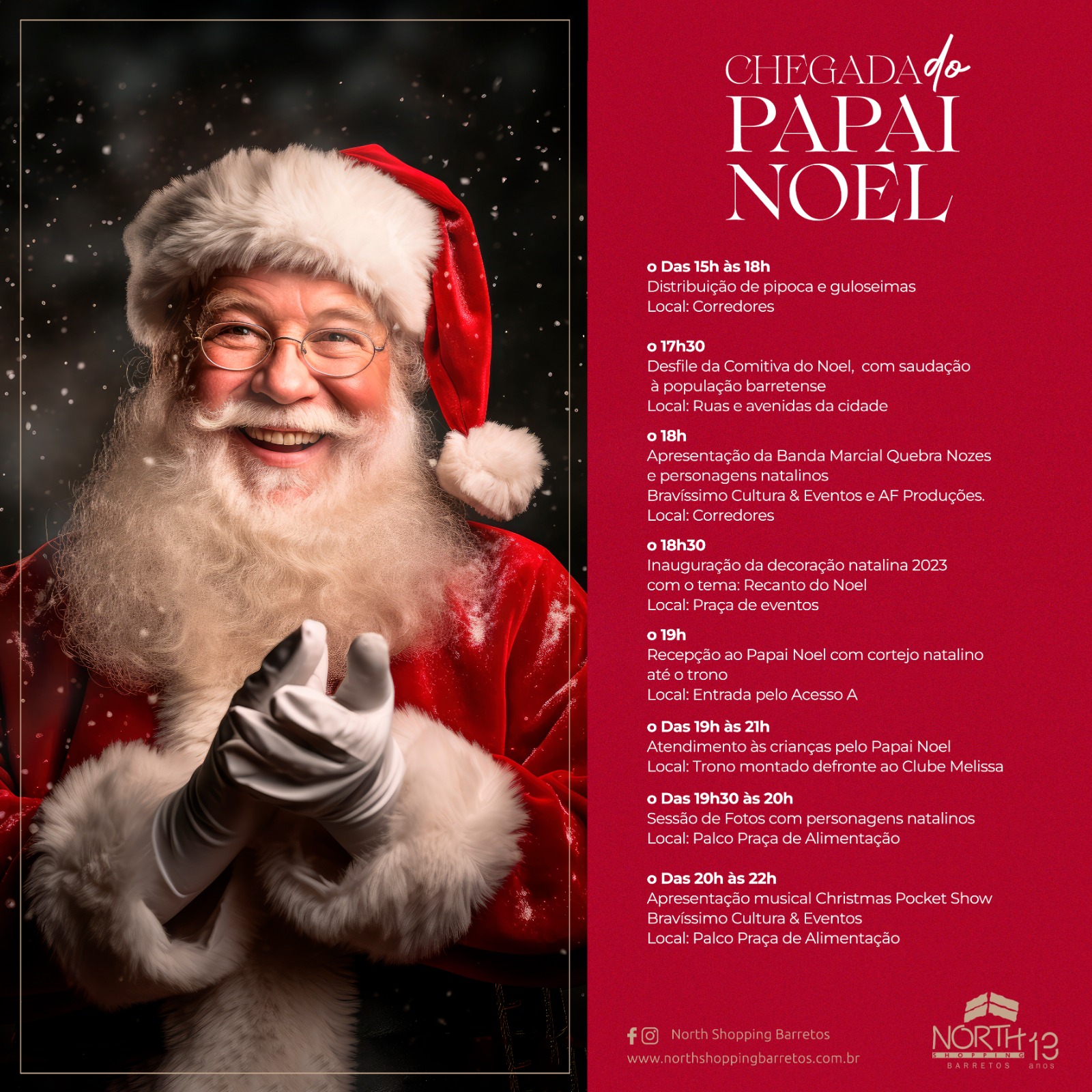 North Shopping Barretos celebra a chegada do Papai Noel nesta sexta-feira, 3