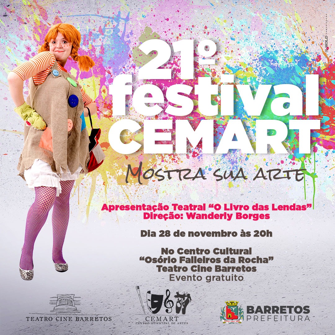 21º Festival “CEMART MOSTRA SUA ARTE” apresenta espetáculo teatral “O Livro das Lendas”